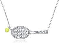 wholesale 925 Sterling Silver Tennis Racket & Ball Charm Sports Necklace-Tennis