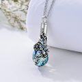 wholesale 925 Sterling Silver Blue Crystal Bee Floral Pendant Cremation Keepsake Urn Necklace with Funnel and Fill Tool for Ashes Memory-0-2