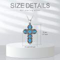 wholesale 925 Sterling Silver Natural Turquoise Stone Cross Pendant Necklace for Women  48cm Chain Length-0-4