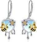 wholesale 925 Sterling Silver Heart-Shaped Flower and Honeybee Drop Earrings for Women & Girls-0-0