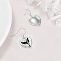 wholesale 925 Sterling Silver Heart Swan Dangle Drop Earrings with Black Enamel Stones for Women Girls Mom Daughter Gift-0-3