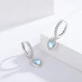 wholesale 925 Sterling Silver Heart-Shaped Moonstone & Cubic Zirconia Huggie Hoops with Blue Stone Drops for Women Girls  4cm Long-0-1