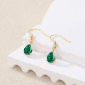 wholesale 14K Gold 3CT Artificial Birthstone Pear Dangle Earrings 6x8mm-0-5