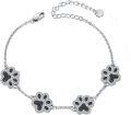 wholesale 925 Sterling Silver Black Crystal Dog Paw Print Charm Bracelet for Women-0-0