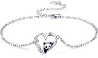 wholesale 925 Sterling Silver Heart-Shaped Panda Charm Bracelet for Women Gifts-01-Panda
