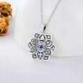 wholesale 925 Sterling Silver Metal Spiritual Necklace with Blue Evil Eye and Lotus Design-0-1
