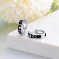 wholesale 925 Sterling Silver Black Enamel Crescent Moon & Stars Huggie Hoop Earrings Gift for Women Girls-0-3