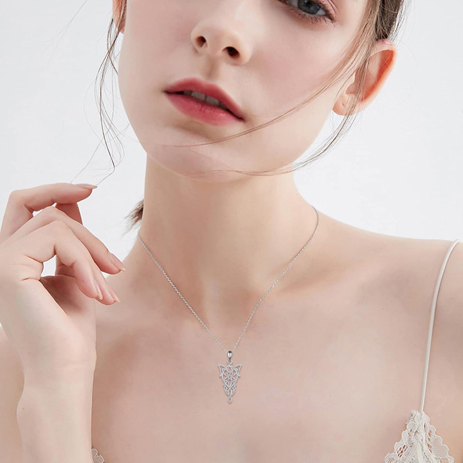 Sterling Silver Stone Arwen Evenstar Pendant Necklace LOTR Inspired Jewelry Gift for Women Men Teens Mothers Day-0-2