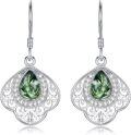wholesale 925 Sterling Silver Green Moss Agate Teardrop Dangle Earrings with CZ Accents-0-0