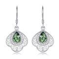 wholesale 925 Sterling Silver Green Moss Agate Teardrop Dangle Earrings with CZ Accents-0-0