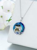 TOUPOP Sterling Silver Blue Crystal 3 Sisters In Hat Pendant Necklace-0-2