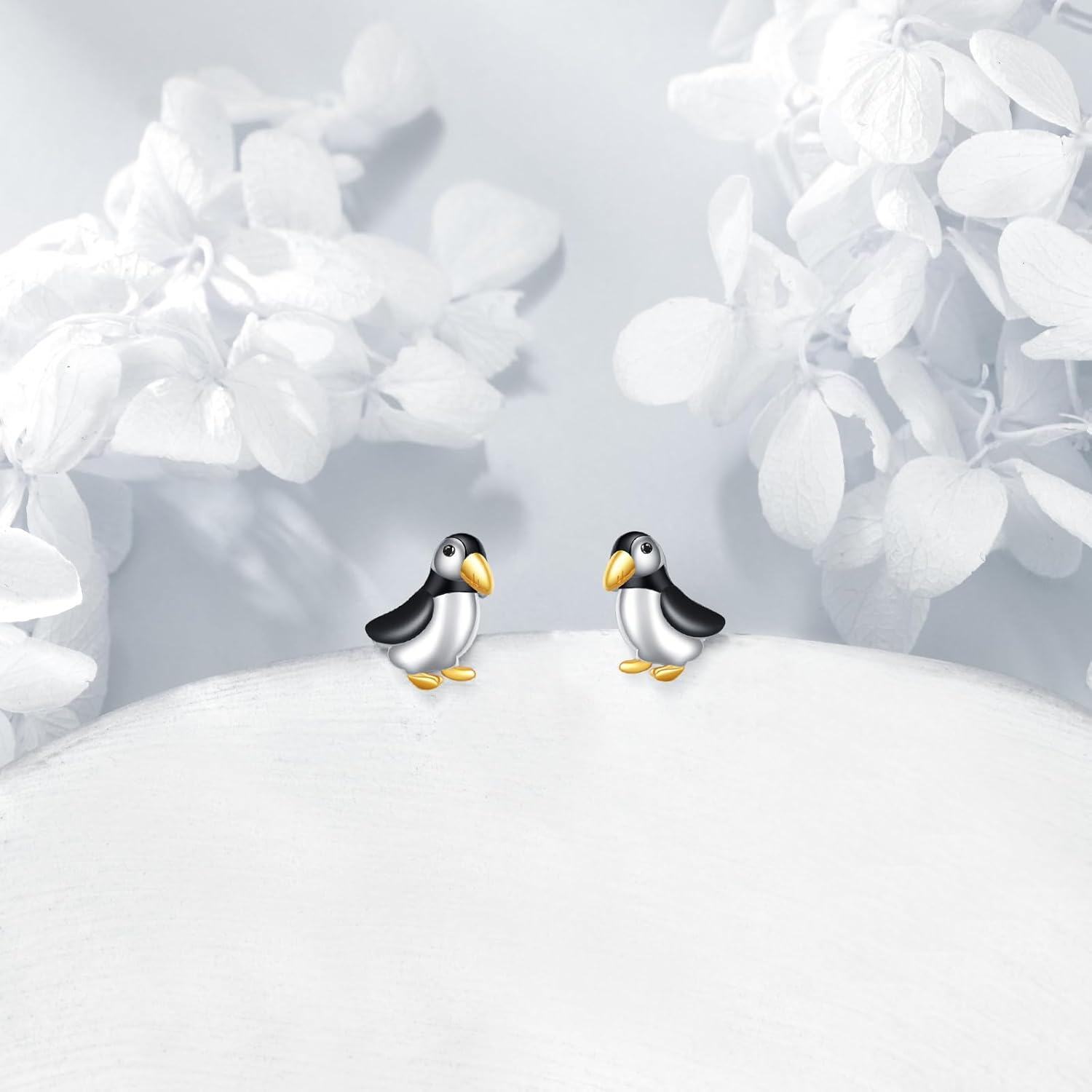 925 Sterling Silver Penguin Stud Earrings-0-1