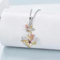 wholesale 925 Sterling Silver Nautical Anchor & Starfish Pendant Necklace w/ Rope Accents-0-1