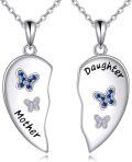 wholesale 925 Sterling Silver Butterfly Heart Necklace Set for Mom and Daughter - Matching Pendant Gift-0-0