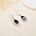 wholesale 925 Sterling Silver Teardrop Black Onyx Filigree Leverback Earrings for Women Gifts-0-3