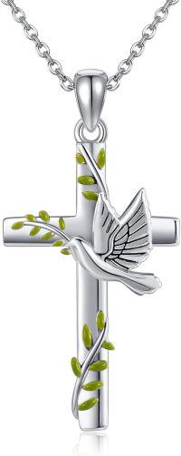 wholesale 925 Sterling Silver Olive Branch Dove Cross Necklace for Women Graduation Gifts for Doctor Nurse Medical Student RN-Dove