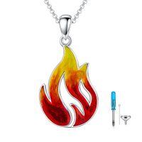 wholesale 925 Sterling Silver Flame Pendant Necklace With Red Yellow Gradient Design-Flame Urn