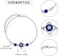 wholesale 925 Sterling Silver Blue Stone Flower Design Adjustable Anklet Gift for Women and Girls-0-1