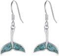 wholesale 925 Sterling Silver Turquoise Whale Tail Dangle Drop Earring for Women Beach Jewelry-0-0