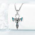 wholesale 925 Sterling Silver Turquoise Eye of Horus Cross Pendant Necklaces for Women Men Egyptian  45cm Chain Length-0-1
