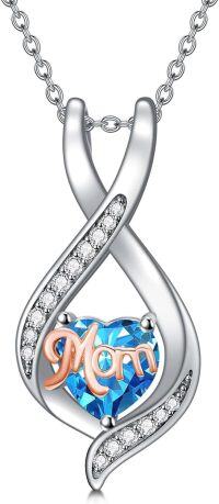 wholesale 925 Sterling Silver Birthstone Mom Necklace Mama Jewelry Gift for Women-12-December