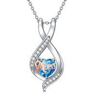 wholesale 925 Sterling Silver Mom Heart Pendant Necklace-12-December
