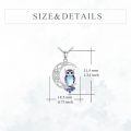 wholesale 925 Sterling Silver Moon Owl Pendant Necklace Wholesale With Colorful Details-0-5