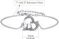 wholesale 925 Sterling Silver Heart-Shaped Giraffe Charm Bracelet with Cubic Zirconia Accents - Adjustable Length from 6 to 8 Inches-0-1