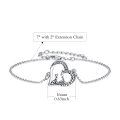 wholesale 925 Sterling Silver Heart-Shaped Giraffe Charm Bracelet with Cubic Zirconia Accents - Adjustable Length from 6 to 8 Inches-0-1