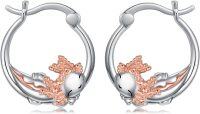 wholesale 925 Sterling Silver Rose Gold Reindeer Hoop Earrings - Christmas Gifts for Her-Axolotl