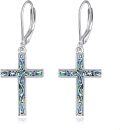 wholesale 925 Sterling Silver Cross Earrings with Abalone Shell Inlay for Women s-0-0