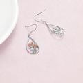 wholesale 925 Sterling Silver Pink Flower Teardrop Dangle Earrings-0-2