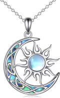 wholesale Sterling Silver Sun Moon Necklace w Blue Opal White Opal Abalone Labradorite Moonstone Gift for Teen Girls-0-12