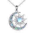 wholesale 925 Sterling Silver Sun & Moon Pendant with Blue and White Opals Labradorite Stone - Perfect Gift for Teenage Girls-0-12