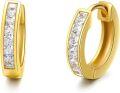 wholesale 14K Gold Diamond Hoop Earrings 3ct Round Cut Huggies-0-0