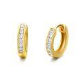 wholesale 14k Gold Channel Set Cubic Zirconia Huggie Hoop Earrings For Women-0-0