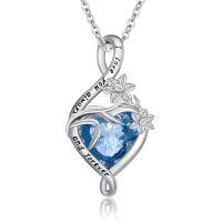 wholesale 925 Sterling Silver Heart Pendant Necklace Wholesale With Purple Gemstone-March-Daffodils
