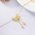 wholesale 14K Gold Butterfly Charm Anklet for Women - Adjustable Chain Foot s-0-3
