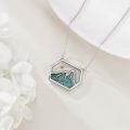 wholesale 925 Sterling Silver Turquoise Mountain Hexagon Pendant Necklace for Women-0-4