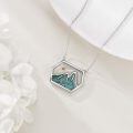 wholesale 925 Sterling Silver Turquoise Mountain Hexagon Pendant Necklace Gold Sun Accent Jewelry-0-4