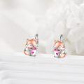 wholesale 925 Sterling Silver Fox Cup Heart Stud Earrings  for Women Girls-0-5