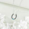 wholesale 925 Sterling Silver Horseshoe Pendant Necklace with Turquoise Stone for Women Mom Jewelry-0-1