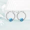 wholesale 925 Sterling Silver Round Blue Opal Hoop Earrings for Women-0-14