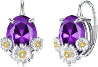wholesale TOUPOP Daisy Leverback Earrings For Women Sterling Silver Crystal Earrings Flower Daisy Dangle Drop Earrings Birthday Christmas Gifts For Women -undefined
