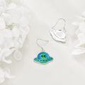 wholesale 925 Sterling Silver UFO Alien Dangle Earrings - Space Themed Jewellery Gift for Her Him-0-4