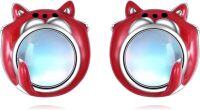 wholesale 925 Sterling Silver Red Cat Moonstone Stud Earrings for Women-Fox Earrings