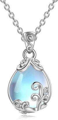 wholesale 925 Sterling Silver Blue Moonstone Filigree Teardrop Pendant Necklace-Moonstone-small