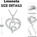 wholesale 925 Sterling Silver & White Opal with Cubic Zirconia Double Heart Pendant Necklaces for Women-0-2