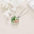 wholesale 925 Sterling Silver Green Peridot & Rose Gold Flower Pendant Necklace-0-4