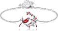 wholesale 925 Sterling Silver Red Cardinal Bird Charm Bracelet - Mothers Day Gift for Her-0-0